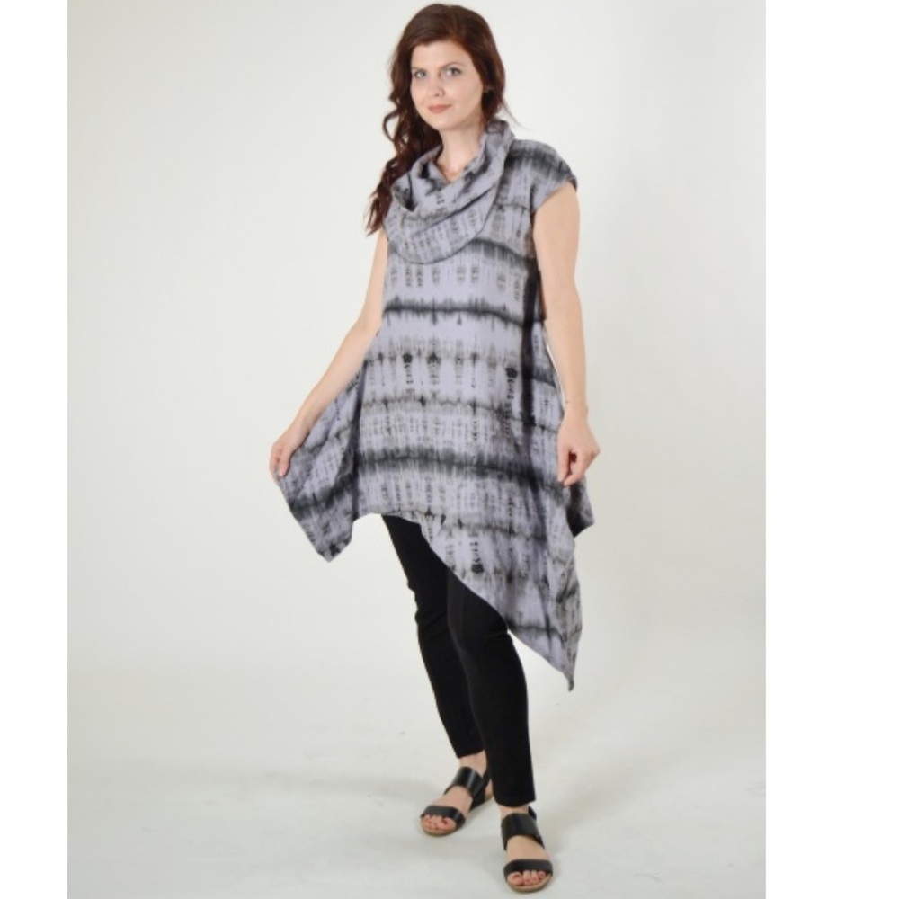 BRYN WALKER Noa Tunic Tie Dye Linen Asymmetrical Cut Bohemian Women’s SZ M NEW